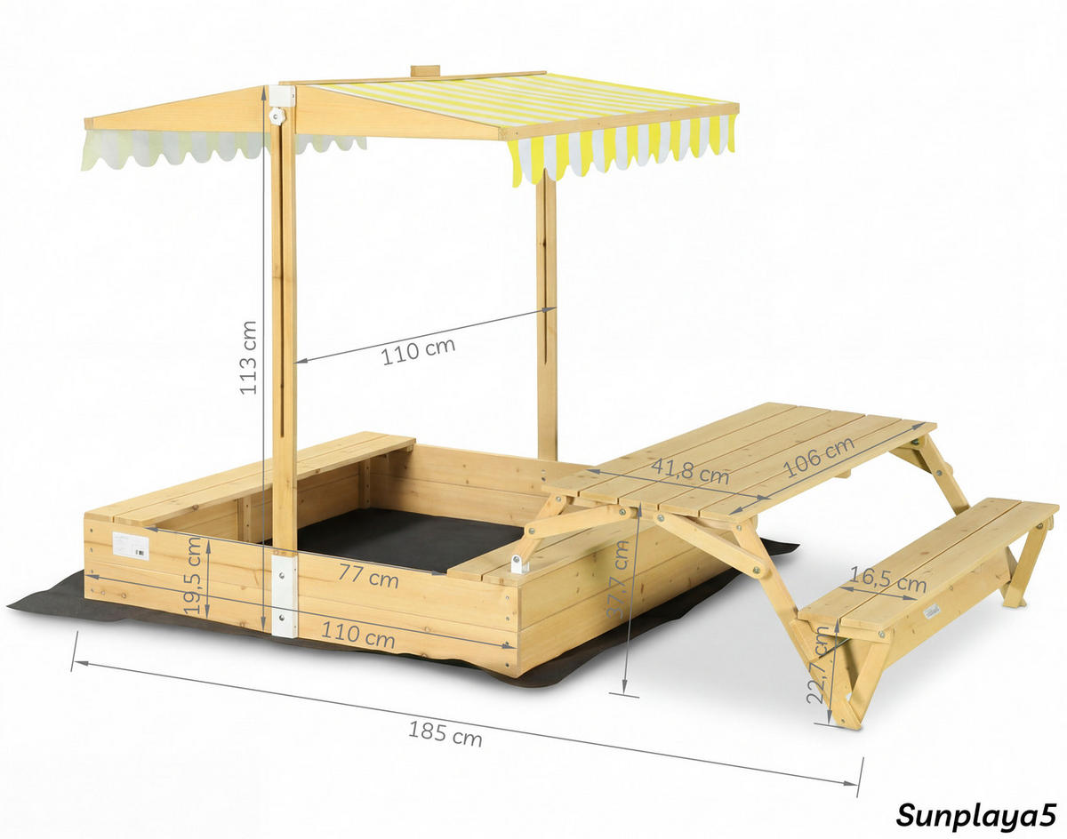 SANDKASTEN Sunplaya5 - Gelb, Holz (110/185/113cm) - needs&wants