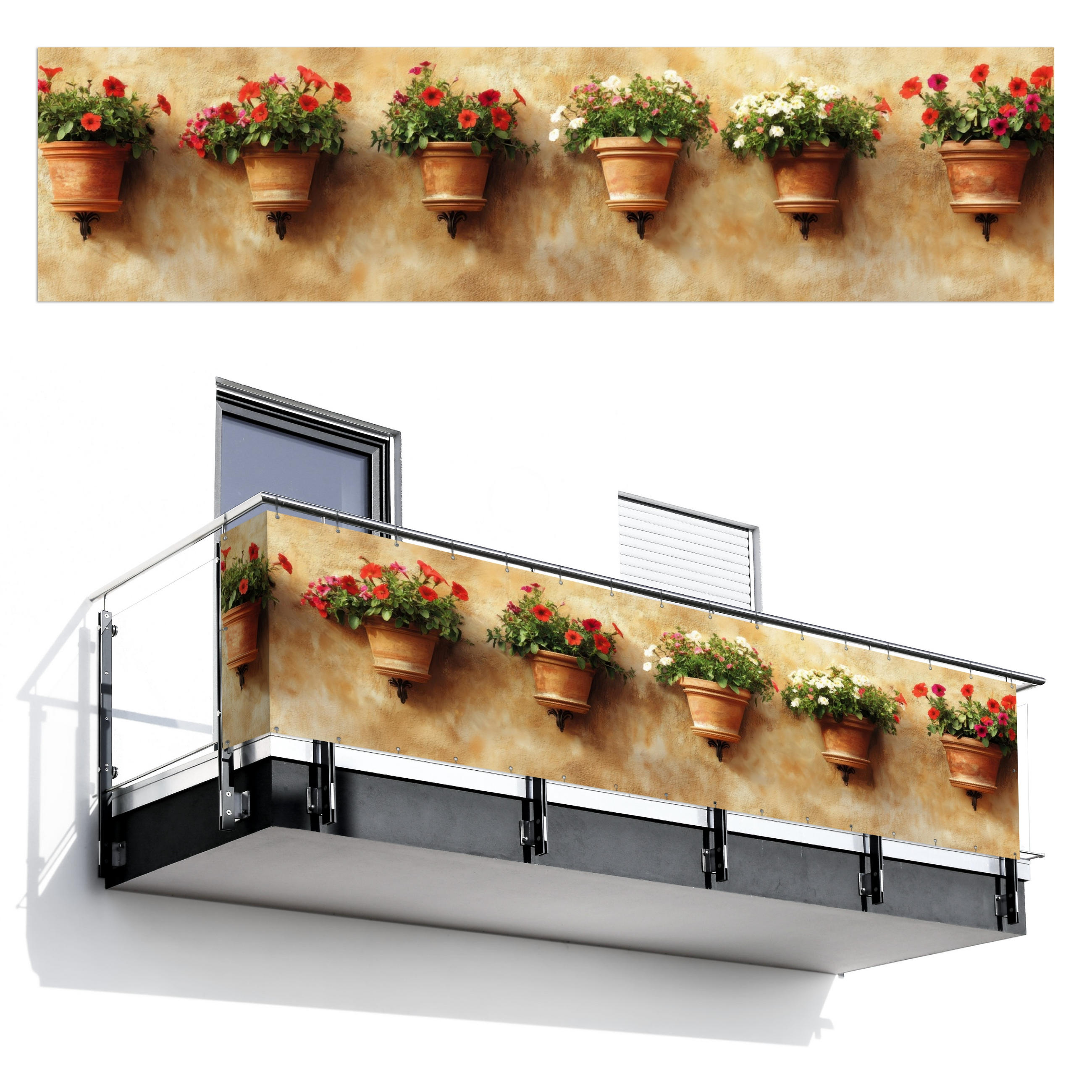 MuchoWow BALKONOVÁ ZÁSTĚNA Květináče - Nástěnné - Vintage 500x120 cm