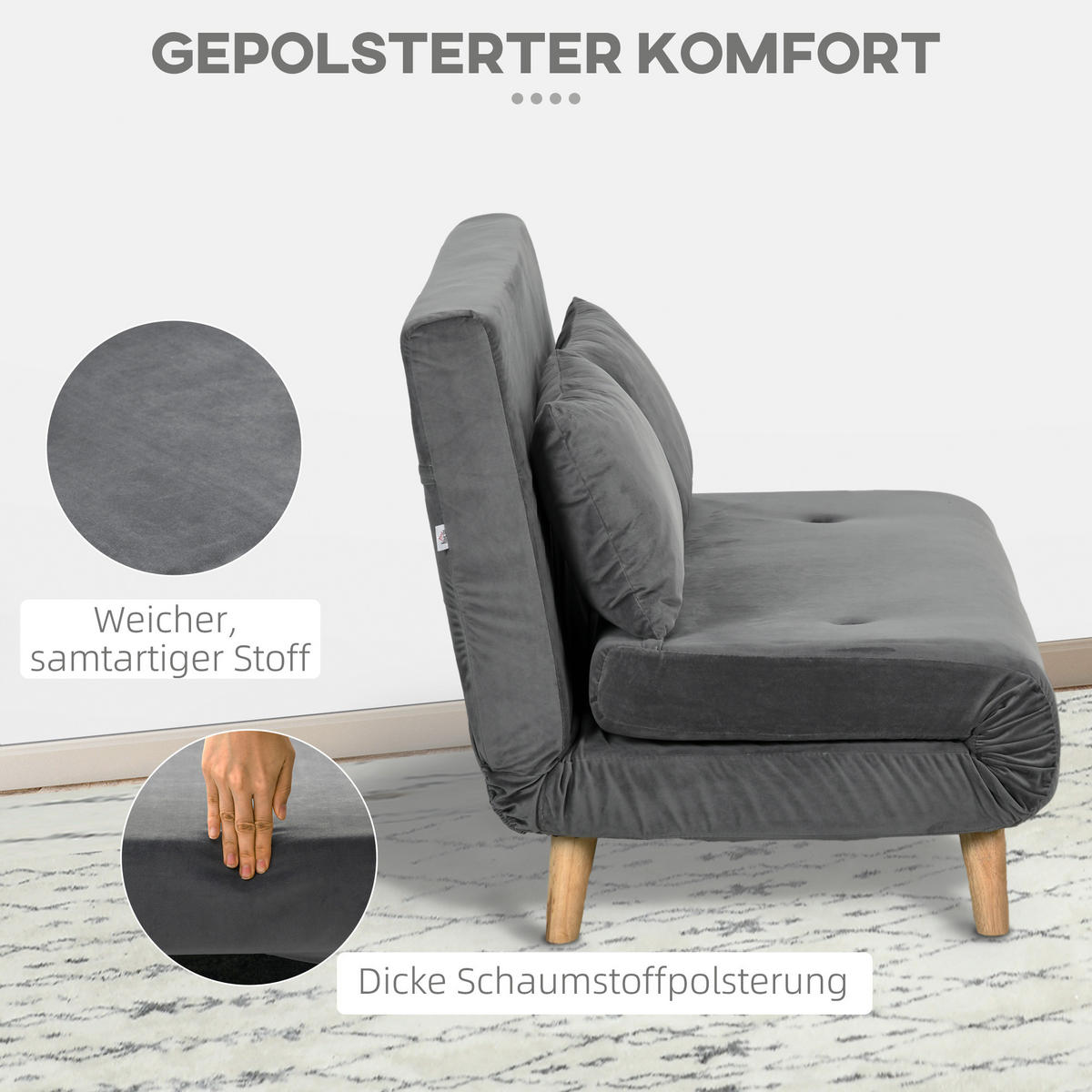 2-SITZER Sofa Grau 130.0/78.0/79.0 cm - Grau, Textil (78/79/130cm)