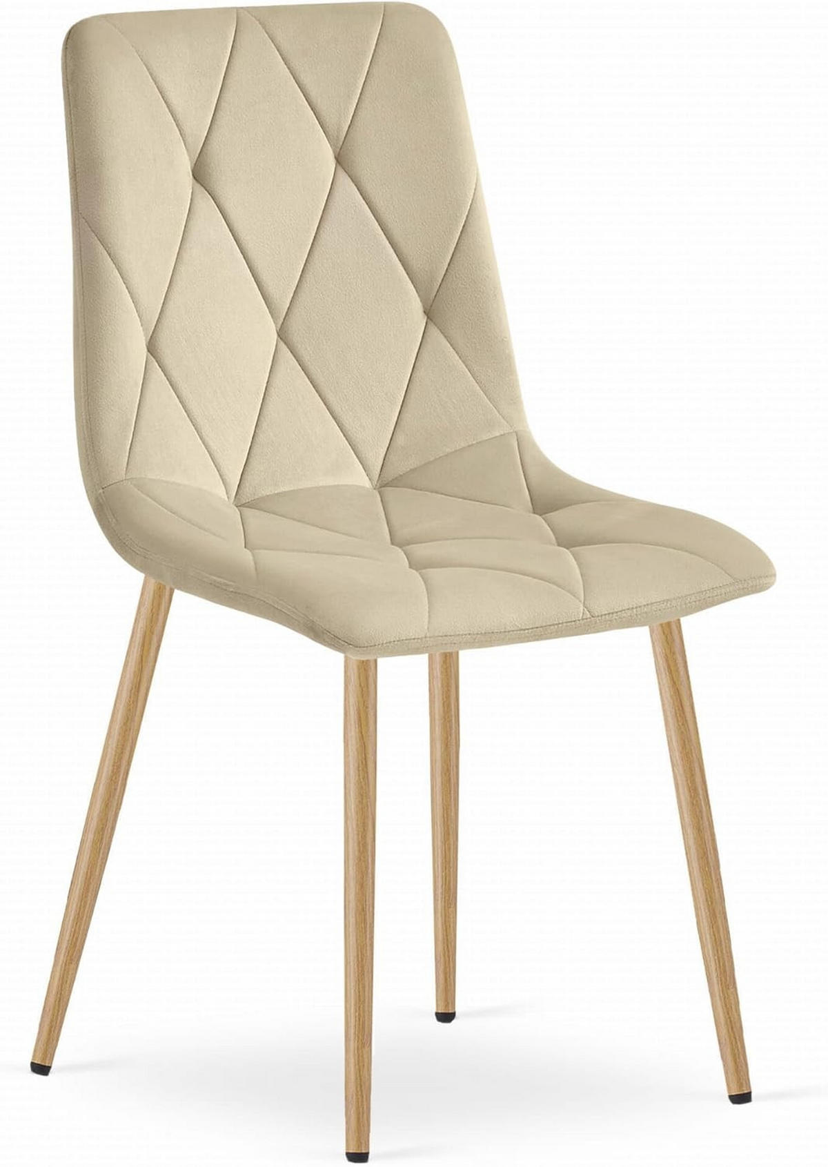 ESSZIMMERSTUHL Hellbeige Velours, Gepolsterte Sitzfläche, Holzbeine, Modernes Design - Beige, Textil (46/89/40cm) - Best For Home