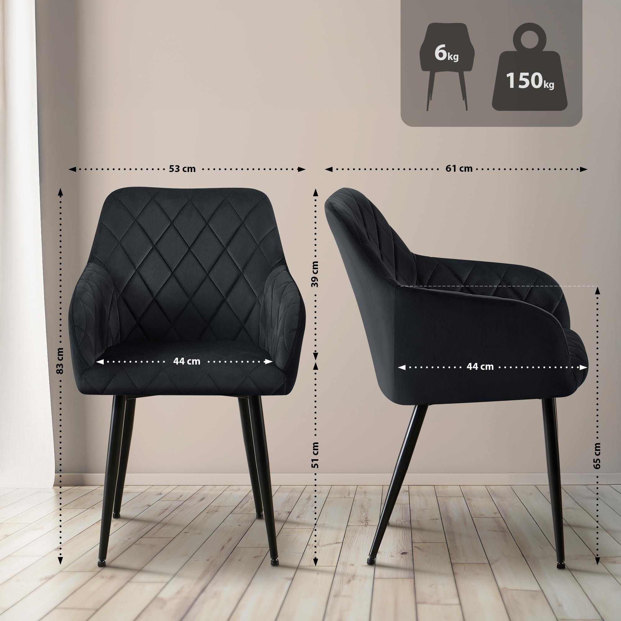 Thumbnail - CLP Armlehnenstuhl, Schwarz, Textil, 53x83x61 cm, Esszimmer, Stühle, Esszimmerstühle, Armlehnenstühle