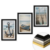 WANDBILDER 3er-Set - 20x30 cm Schwarzer Rahmen - Anker, Boot, Ruder, Strand - Schwarz, Kunststoff (20/30cm) - ArtPrintCave