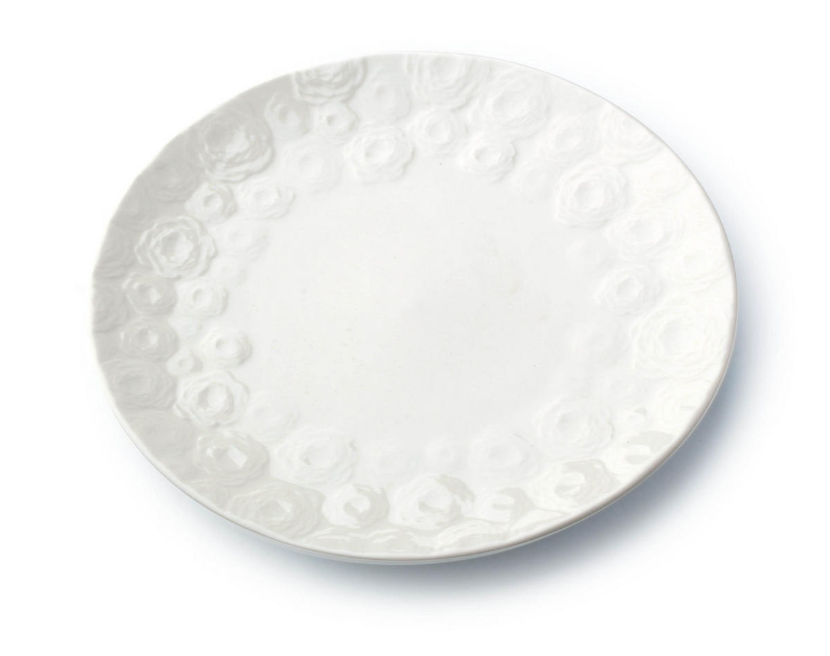 TELLER Rose Weiß 21/21/3 cm Keramik - Weiß, Keramik (21cm) - Mondex