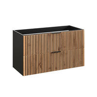 WASCHTISCHUNTERSCHRANK 100.2cm Gaia Holz in Eichenoptik und Schwarz - Schwarz, Holzwerkstoff (100.2/57/46cm) - Petits-meubles