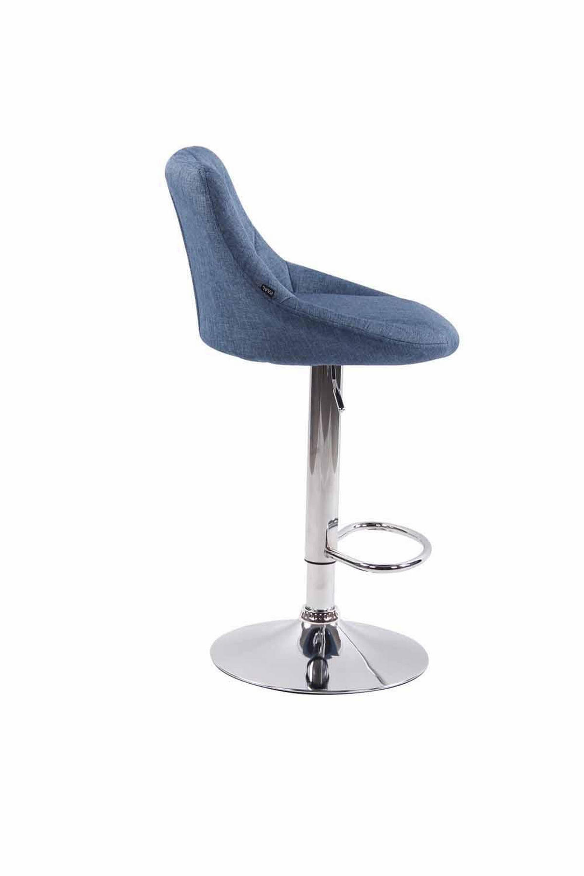 BARHOCKER 2er Set Stoff blau - Chromfarben/Blau, Textil/Metall (46/83/49cm) - CLP