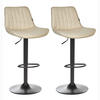 BARHOCKER 2er-Set Kunstleder Helles Beige Dubrovnik - Beige/Schwarz, Kunststoff (51/88/54cm) - Beliani