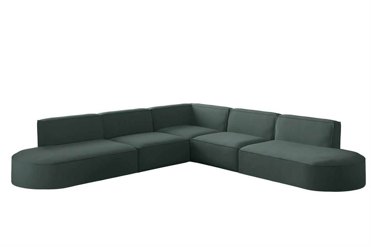 ECKSOFA Universal Palma Opera Velvet - Smaragdgrün, Holzwerkstoff/Textil (276/276cm) - Fun Möbel