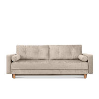 3-SITZER-SCHLAFSOFA ERISO mit weiche Sitzfläche und hohe Rückenlehne, Chenille-Stoff, beige - Beige/Braun, Textil (220/80/100cm) - KONSIMO®