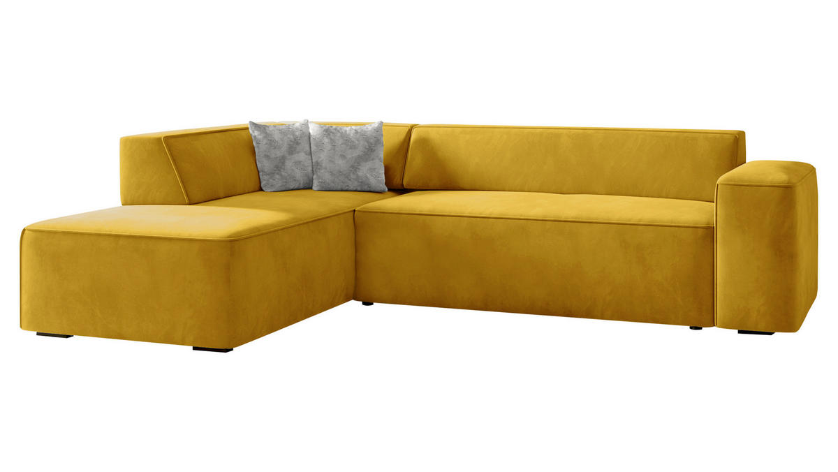 ECKSOFA Lordin Premium, Seite: Links - Gelb, Holz/Textil (267/205cm) - MIRJAN24