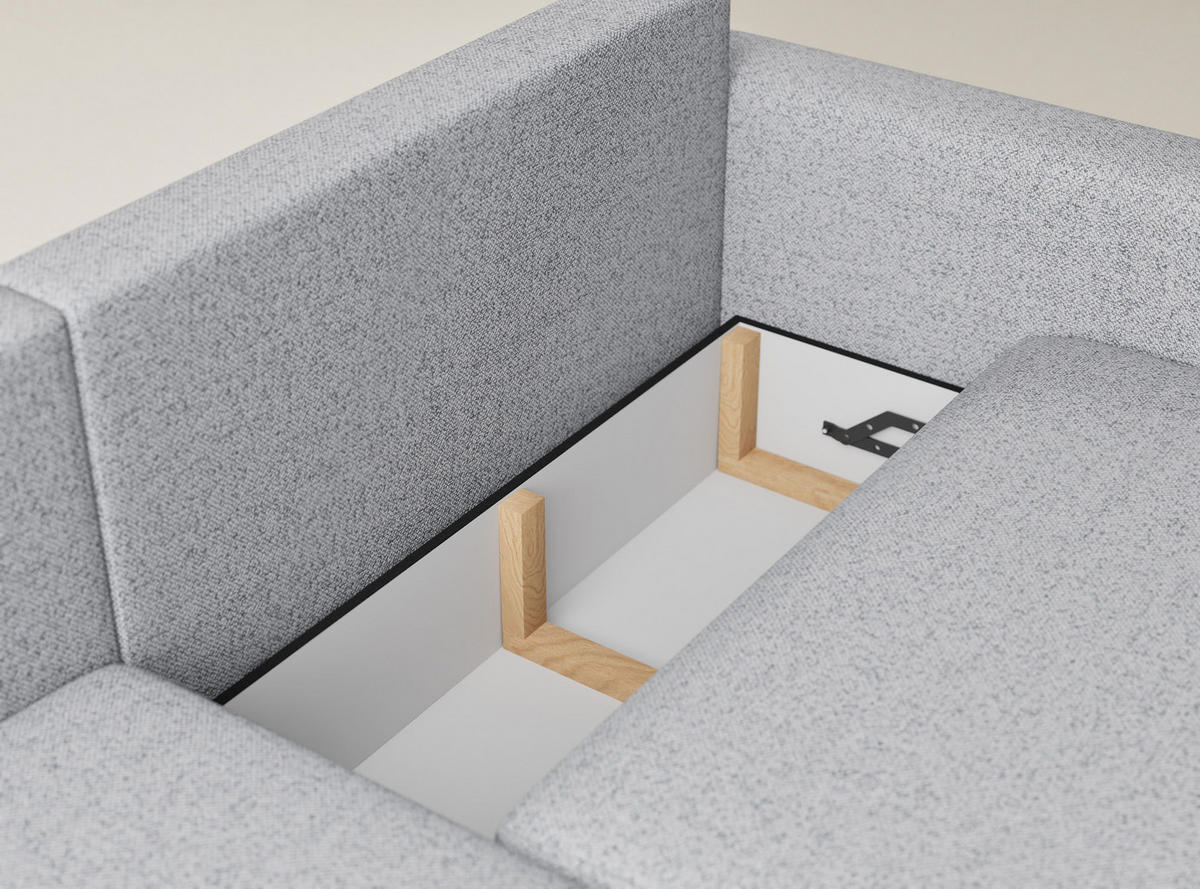 ECKSOFA MIT SCHLAFFUNKTION Leon Hellgrau Webstoff - Hellgrau/Schwarz, Holz/Holzwerkstoff (148/239cm) - Maison de Reve