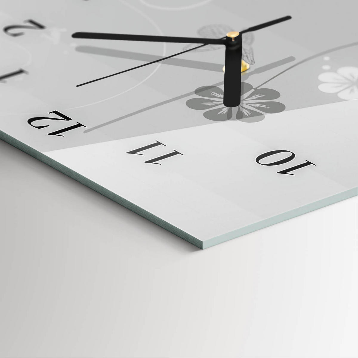 WANDUHR 60x30 cm - Orchidee - Grau, Glas (30/60/0.4cm) - TULUP