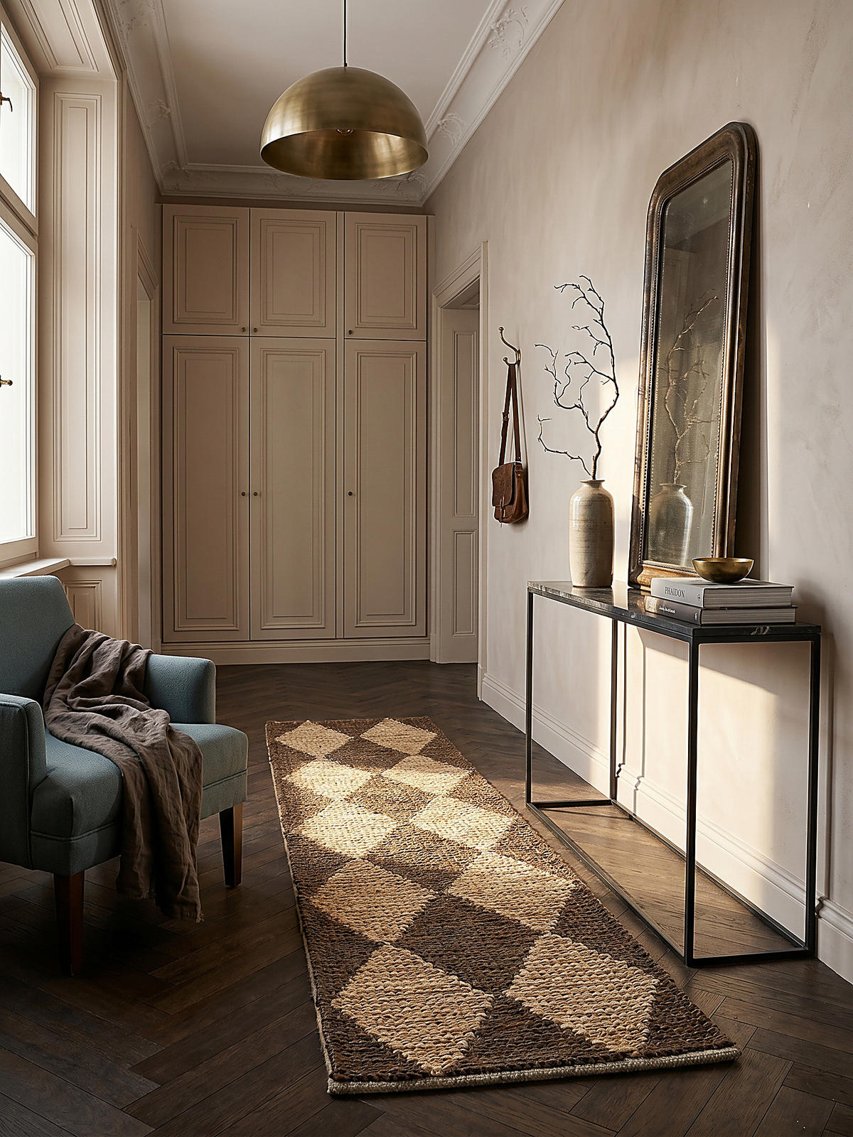 JUTETEPPICH BAIN, mit Rautenmuster, Braun, 60 x 230 cm - Braun, Textil (60/230cm) - KADIMA DESIGN