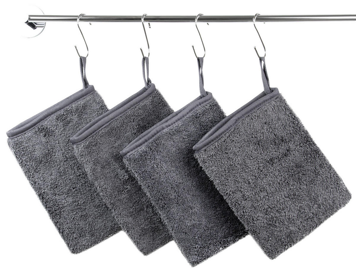 WASCHHANDSCHUH, 9er-Set, 16x21 cm, 100% Polyester, Grau - Anthrazit, Textil (16/21cm) - Zollner