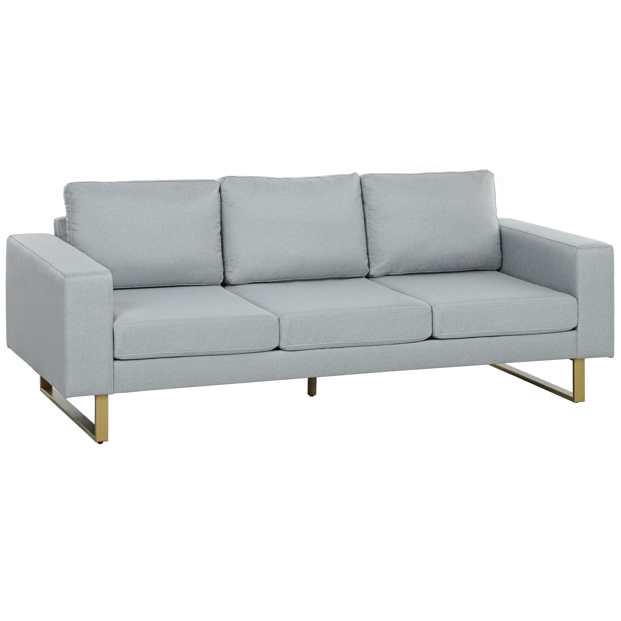 3-SITZER-SOFA Polyester Schaumstoff Hellgrau - Hellgrau, Kunststoff (82/78/200cm) - HOMCOM
