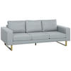 3-SITZER-SOFA Polyester Schaumstoff Hellgrau - Hellgrau, Kunststoff (82/78/200cm) - HOMCOM