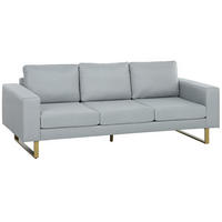 3-SITZER-SOFA Polyester Schaumstoff Hellgrau - Hellgrau, Kunststoff (82/78/200cm) - HOMCOM