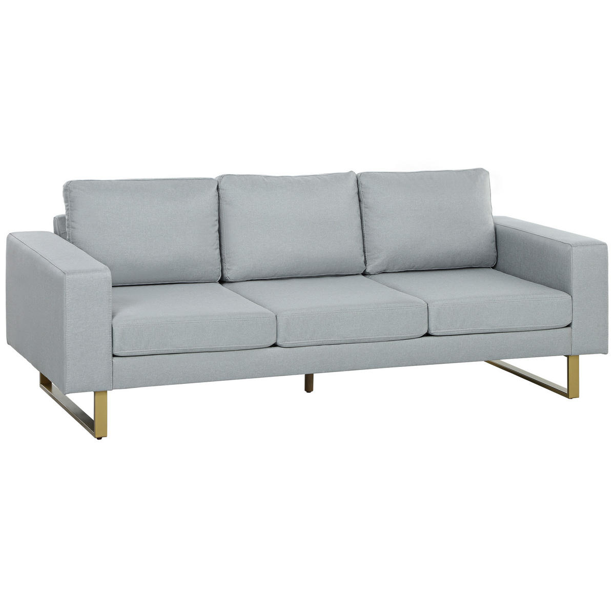 3-SITZER-SOFA Polyester Schaumstoff Hellgrau - Hellgrau, Kunststoff (82/78/200cm) - HOMCOM