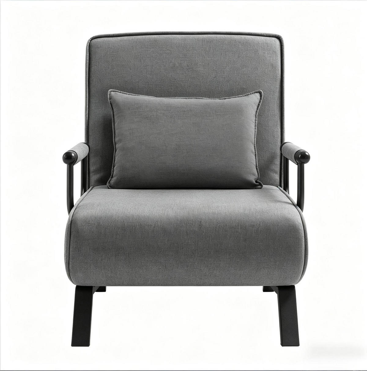 SCHLAFSESSEL 80/74/82 cm dunkelgrau aus Leinen mit Bettfunktion - Dunkelgrau, Textil (74/26/190cm) - OKWISH