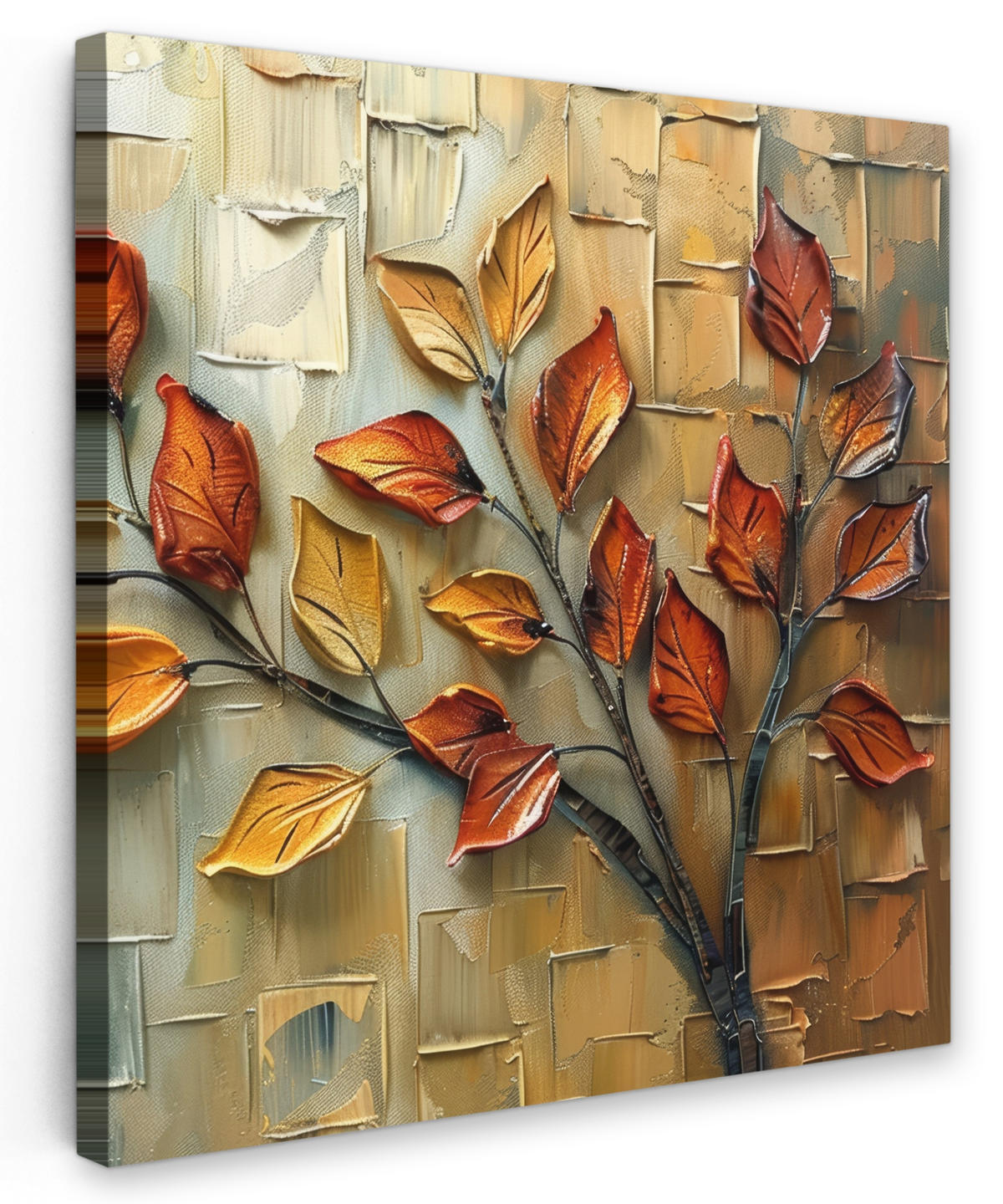 LEINWANDBILD Baum - Abstrakt - Natur - Kunst 20x20 cm - Goldfarben, Textil (20/20cm) - MuchoWow