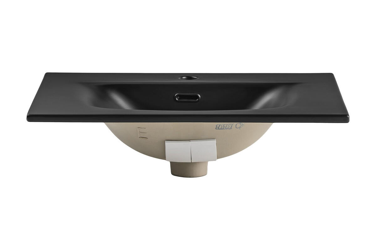 WASCHTISCHKOMBI 60cm 2 Teile - Ocean Black O BM452 in Schwarz / Geölter Eiche - Schwarz, Holz/Keramik (60/57/46cm)