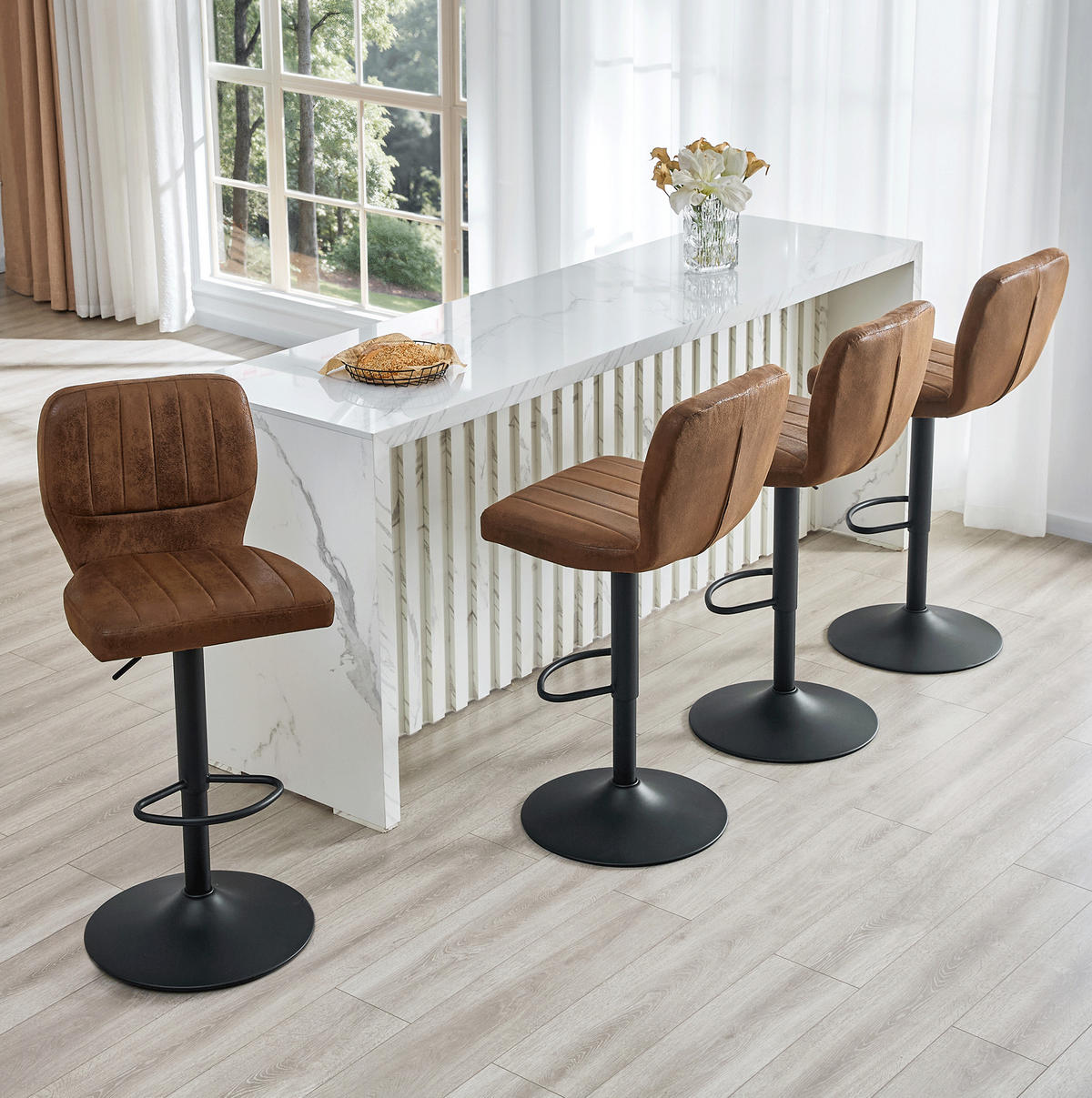 BARHOCKER höhenverstellbar 52 x 45 x 93-114 cm Schwarz/Braun - Schwarz, Metall (45/114/52.1cm) - Meubliv