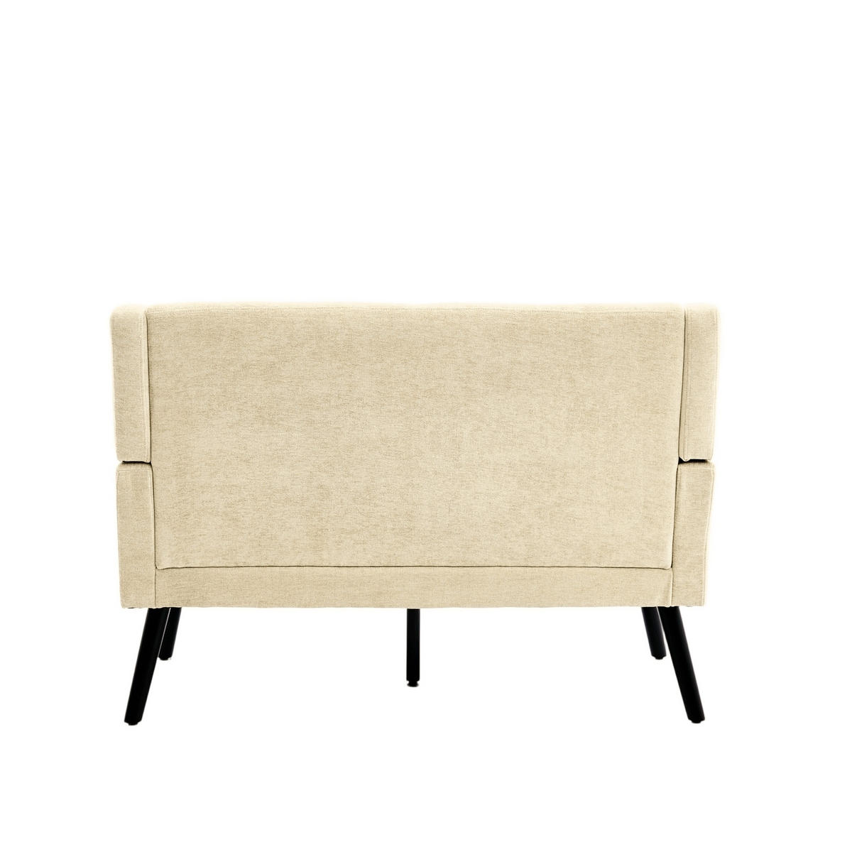 SITZBANK 2-Sitzer Leinenbezug mit Knopfheftung, Massivholzbeinen 119/75/88 cm Beige - Beige, Textil (75/88/119cm) - Redom