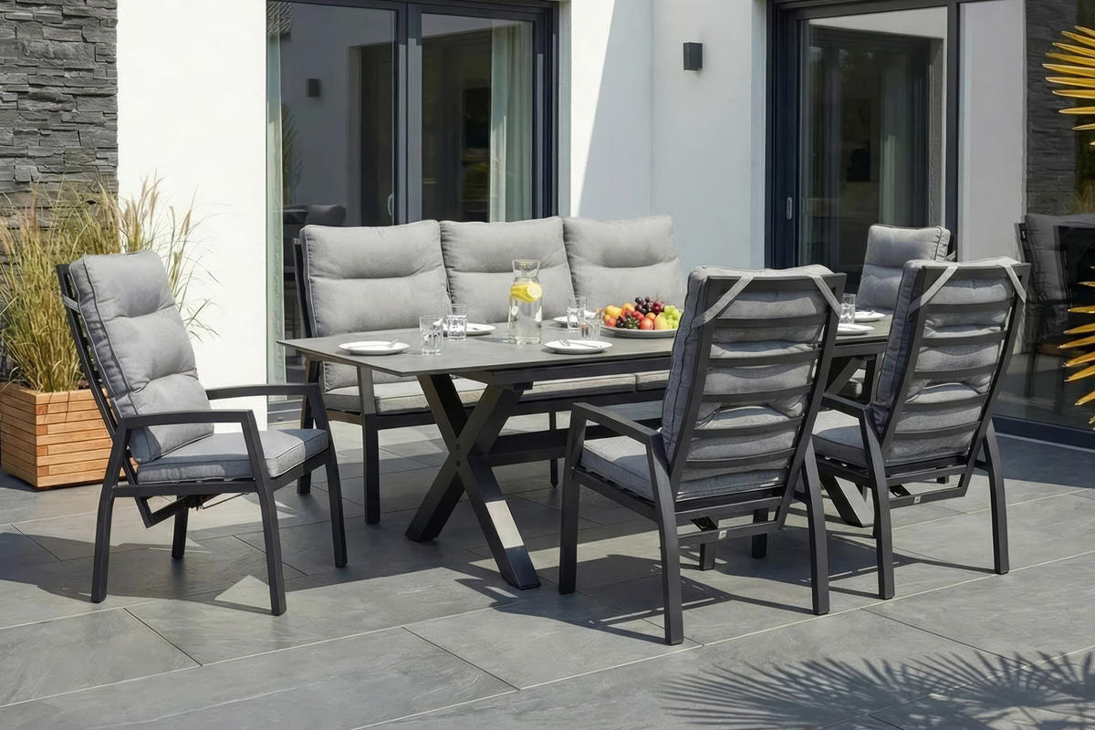 LOUNGESOFA Burundi 210x85x109 cm, Metall, Anthrazit - Anthrazit/Grau, Metall (210/109/85cm) - dasmöbelwerk