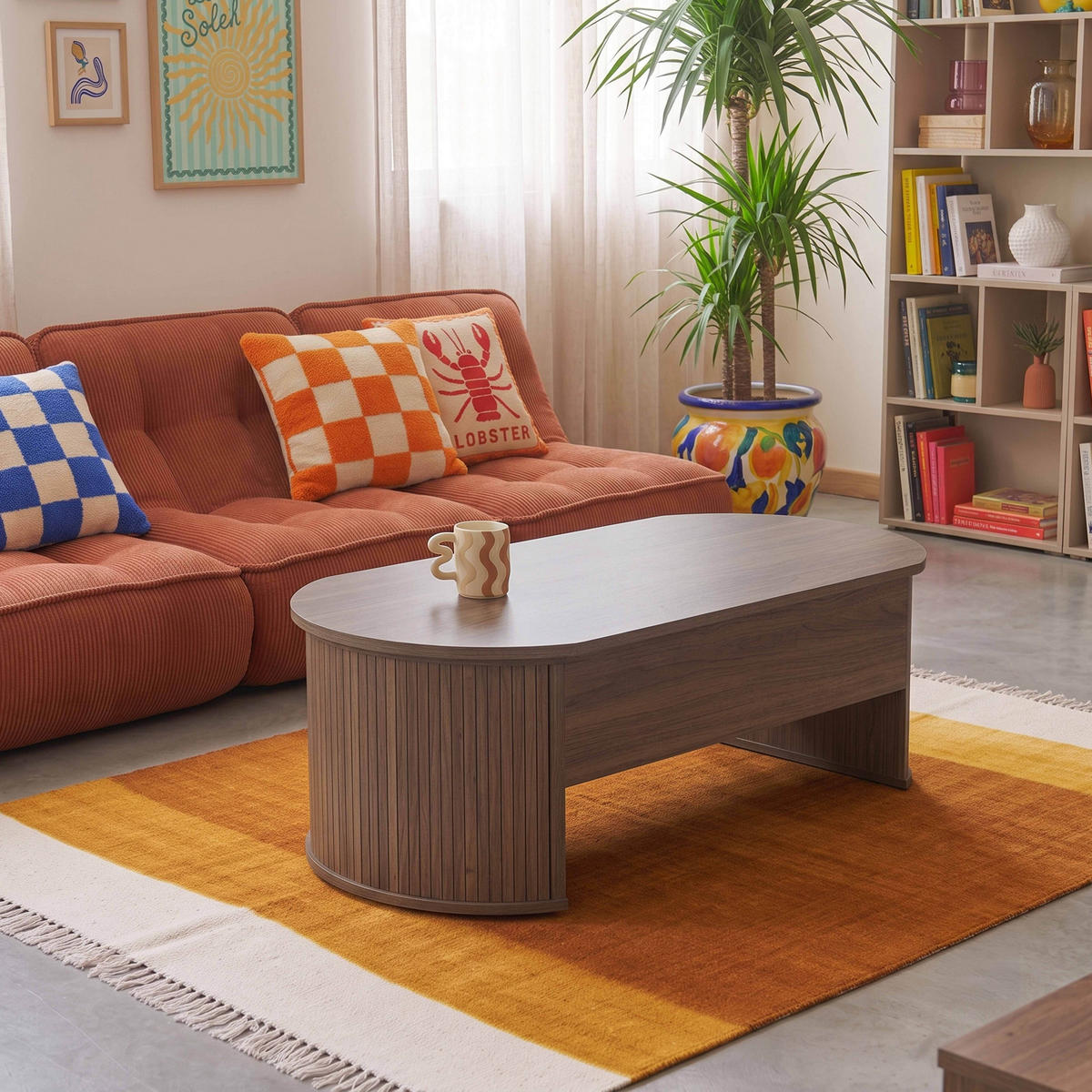 COUCHTISCH, dunkles Holzeffekt - Braun, Holzwerkstoff (60/120/41cm) - Oviala