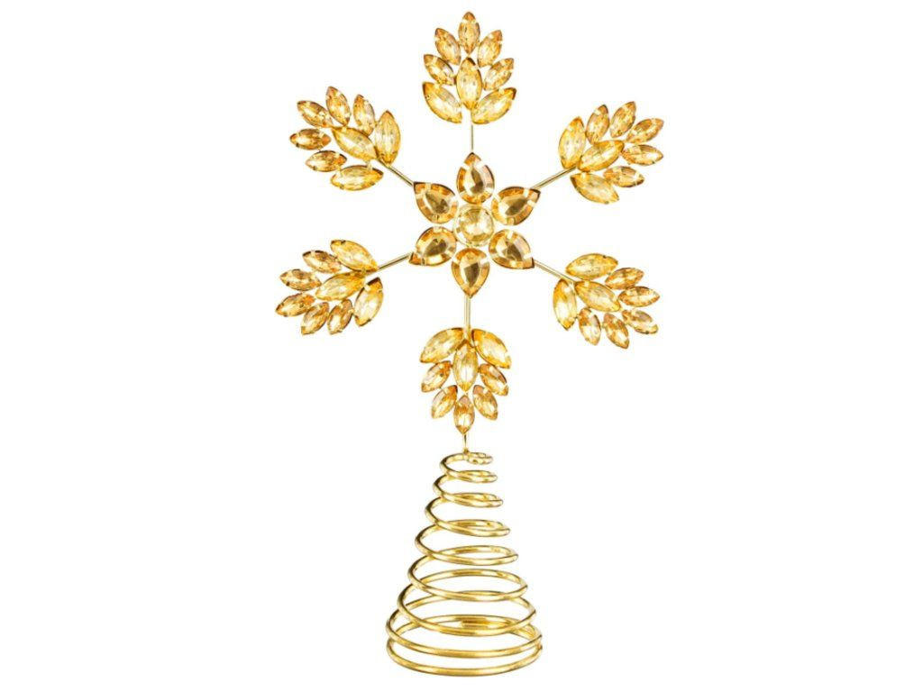 CHRISTBAUMSPITZE Schneeflocke Gold I, 28 cm, Metall - Goldfarben, Metall (17.5/28/17.5cm) - LAALU