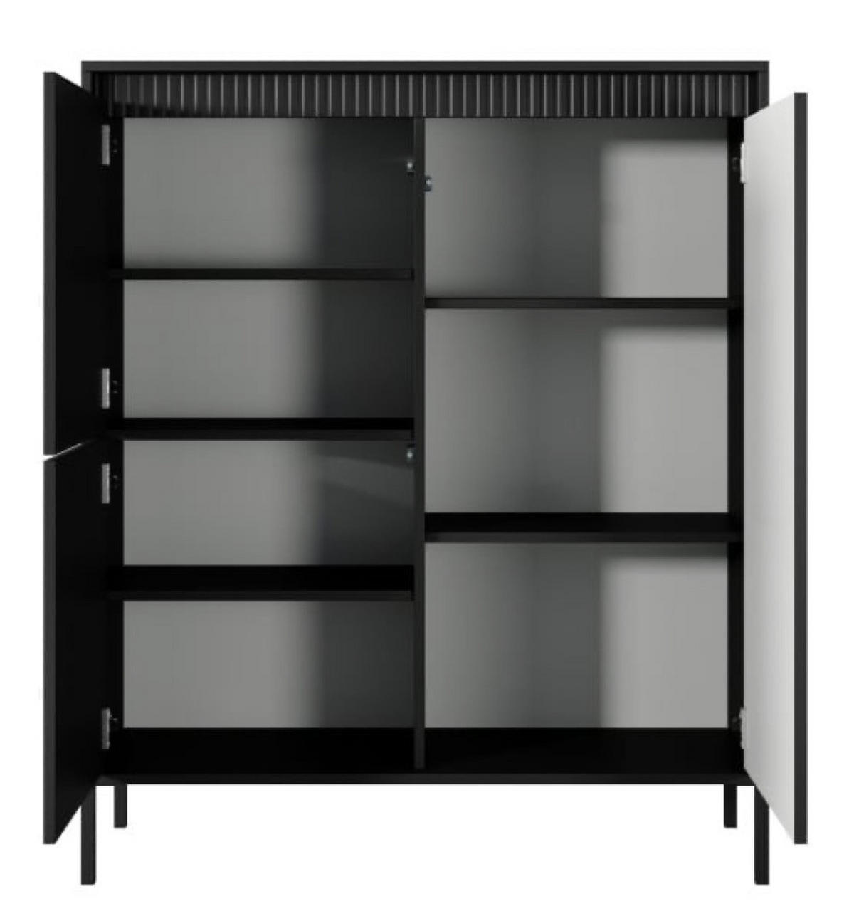 KOMMODE Schwarz ENSO Geriffelt 3 Türen - Schwarz, Holzwerkstoff (103.5/123.4/39.5cm) - Sepro Meble