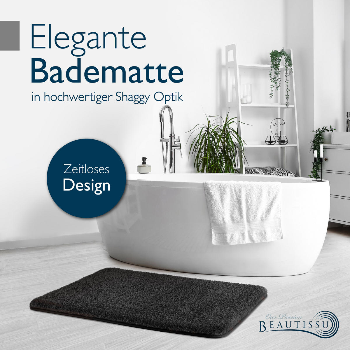 VORLEGER MATTE BeauMare FL 70/120cm Schwarz - Schwarz, Textil (70/120cm) - Beautissu 