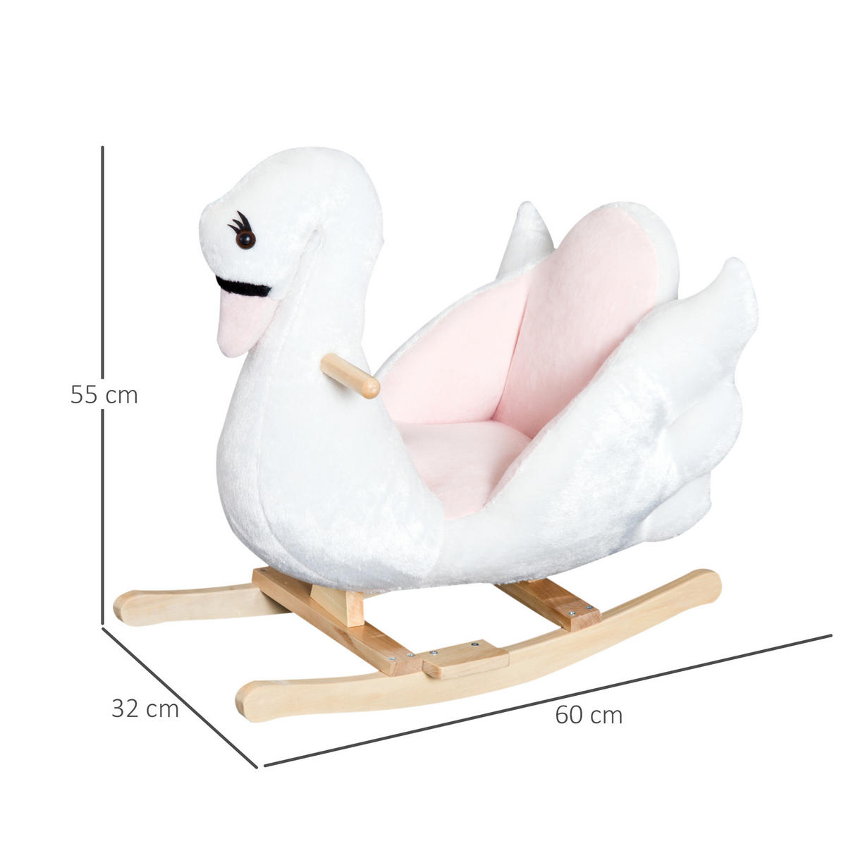 KINDER SCHAUKELTIER, Weiß, Plüsch+ Holz - Weiß, Holz (32/55/60cm) - HOMCOM