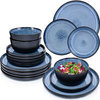 TAFELSERVICE ARUBA - 36 teilig aus Steingut 12 Personen - Blau, Stein (50/30/80cm) - Sänger