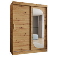 SCHWEBETÜRENSCHRANK 200/150/62 2-türig - Silberfarben/Eiche Artisan, Holz (150/200/62cm) - MÖBEL KRYSPOL