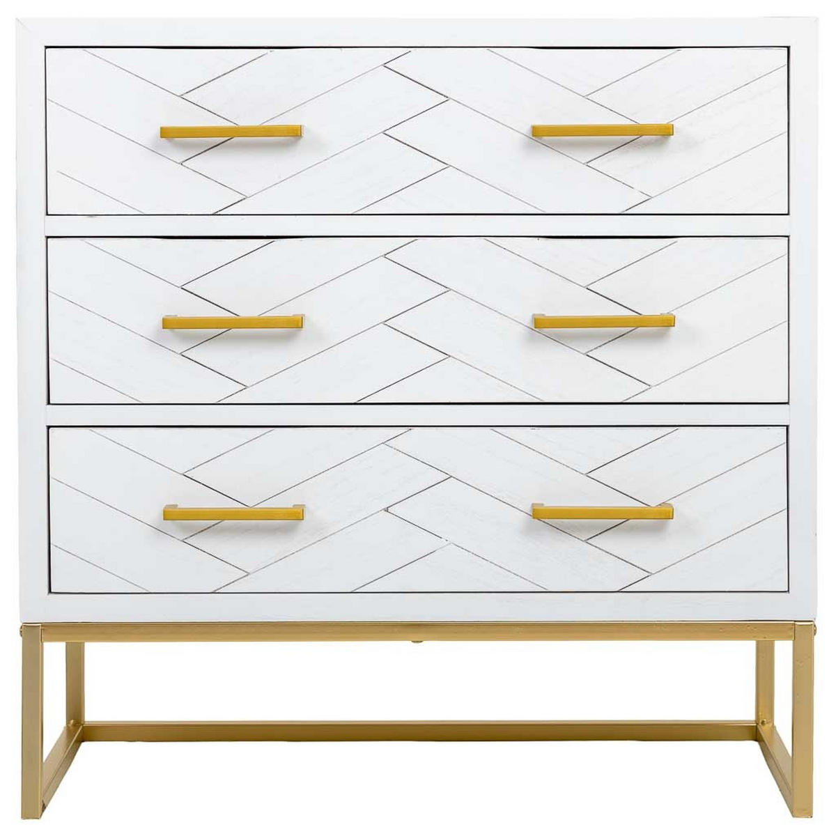 KOMMODE mit 3 schubladen aus holz und metall 80x39x81 cm - Weiß, Holz (80/81/39cm) - Wanderlust
