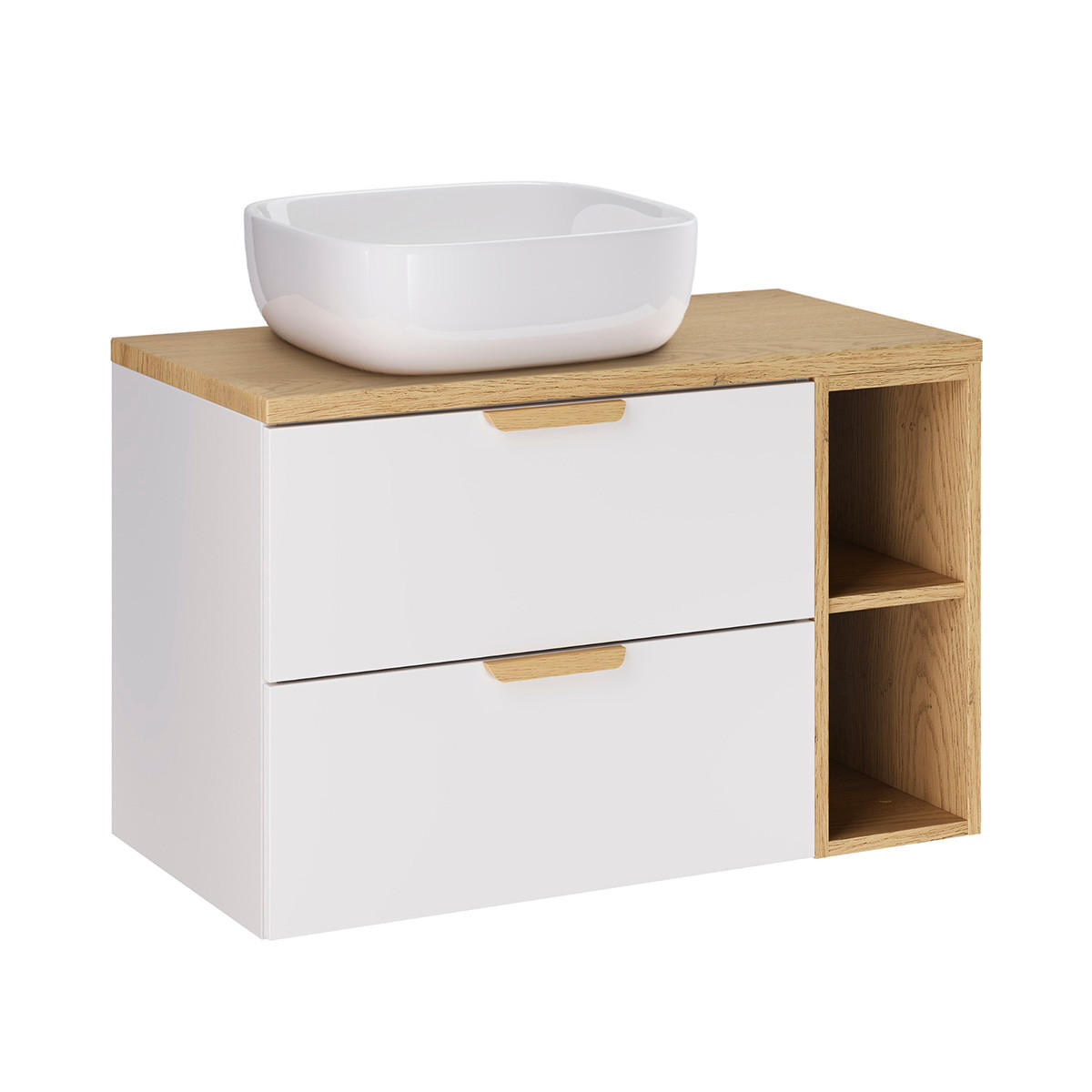 BADMÖBEL 80.6cm Oria 2er-Set Weiß - Weiß, Holzwerkstoff (80.6/50/46.5cm) - Petits-meubles