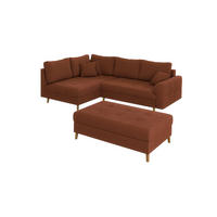ECKSOFA inkl. Hocker Alma Terrakotta Cord - Ottomane links - Terracotta/Braun, Holz/Textil (231/161cm) - S-Style Möbel