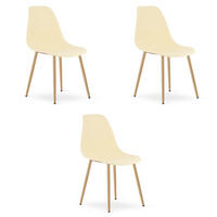 ESSZIMMERSTUHL 3-er Set KALEO cremefarbener Sitz, natürliche Beine - Creme/Naturfarben, Kunststoff (46/84/51cm) - Valora