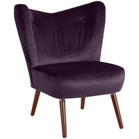 SESSEL Kathy Bezug Samtvelours Buche nussbaum dunkel / purple - Lila, Kunststoff (70/86/69cm) - 58aufmkessel