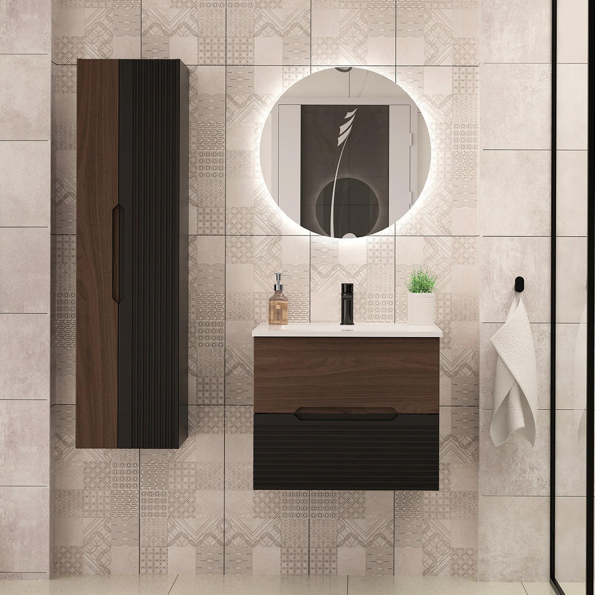 DONJI ELEMENT ZA UMIVAONIK 60cm Sylla Crno i drvo - crna, drvni materijal (60/50/45.8cm) - Petits-meubles