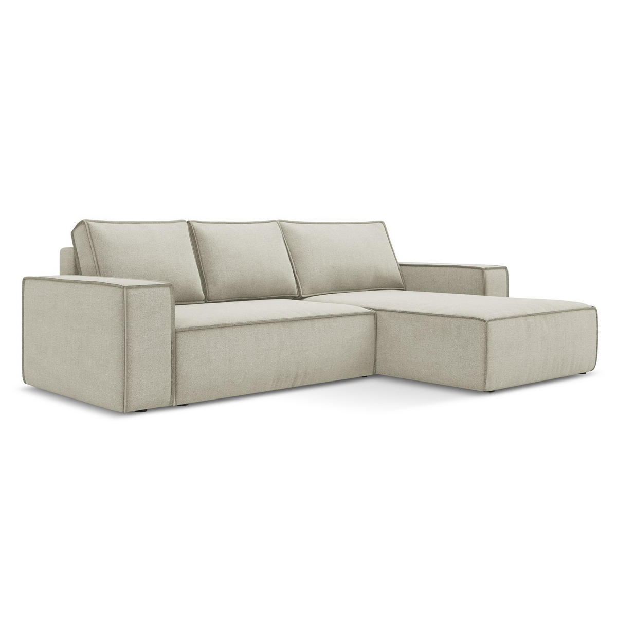 ECKSOFA mit Schlaffunktion Strukturstoff Stoff Beige - Beige/Creme, Kunststoff/Textil (290/185cm) - LaMiaSofa