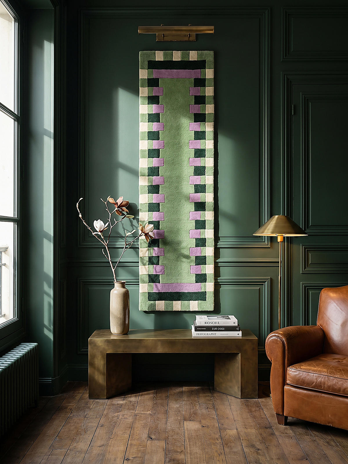 WOLLTEPPICH WENSUM, geometrisch, Grün-Lila, 60 x 230 cm - Grün, Textil (60/230cm) - KADIMA DESIGN