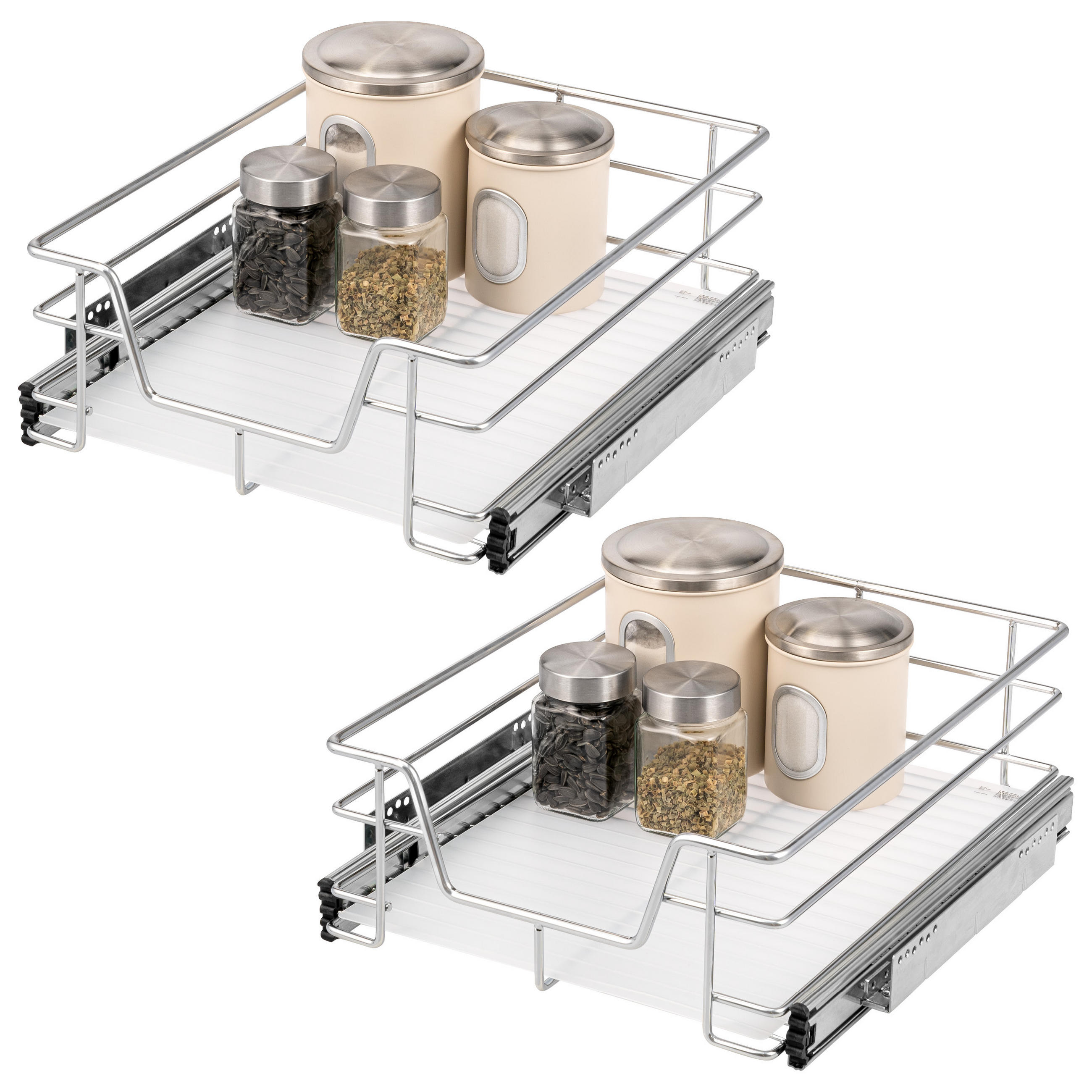 TELESKOPSCHUBLADEN (2er Set), für 45 cm Schrank, Metall, Chrom - Chromfarben, Metall (42/14/44cm) - bremermann