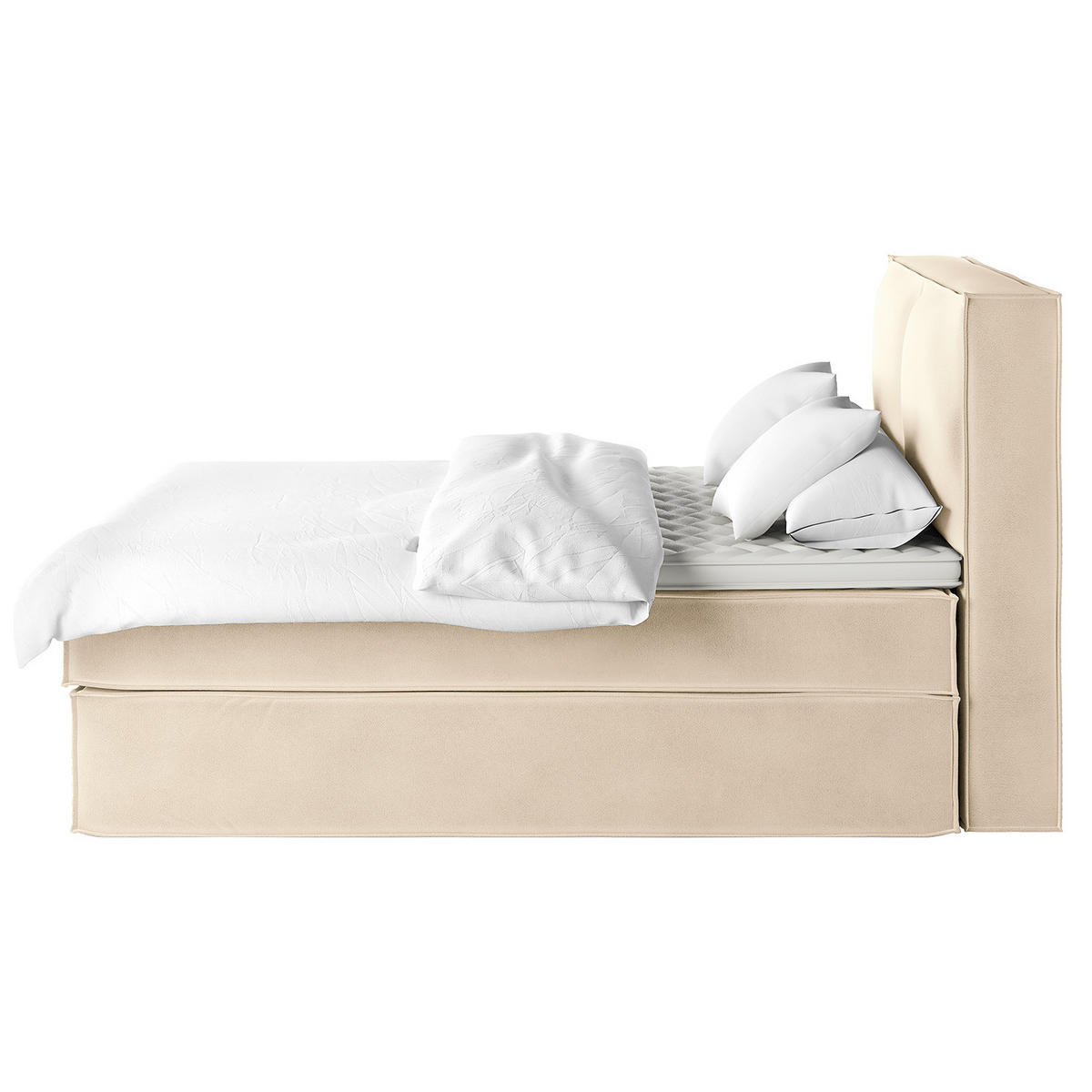 BOXSPRINGBETT mit Kopfteil - Premium - Creme, Textil (160/200cm) - home24