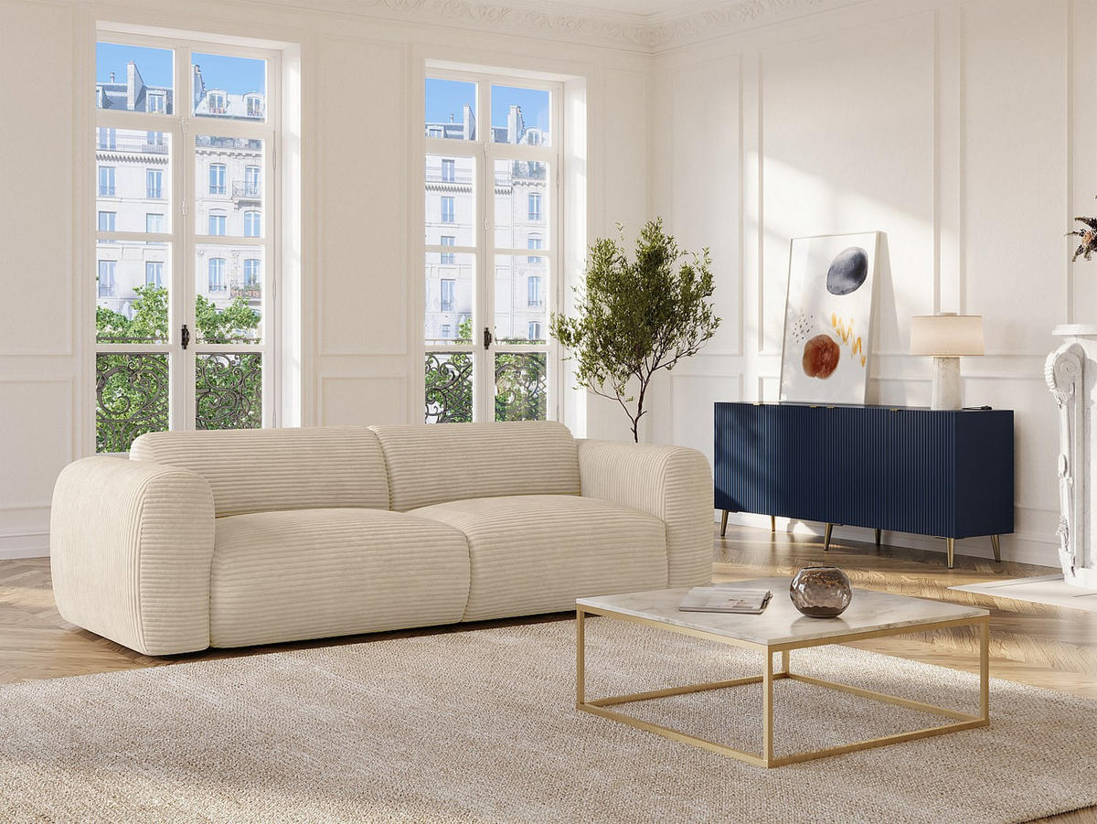 SOFA 4-Sitzer - Cord - Beige - POGNI - Beige, Textil (245/73/97cm) - Vente-Unique