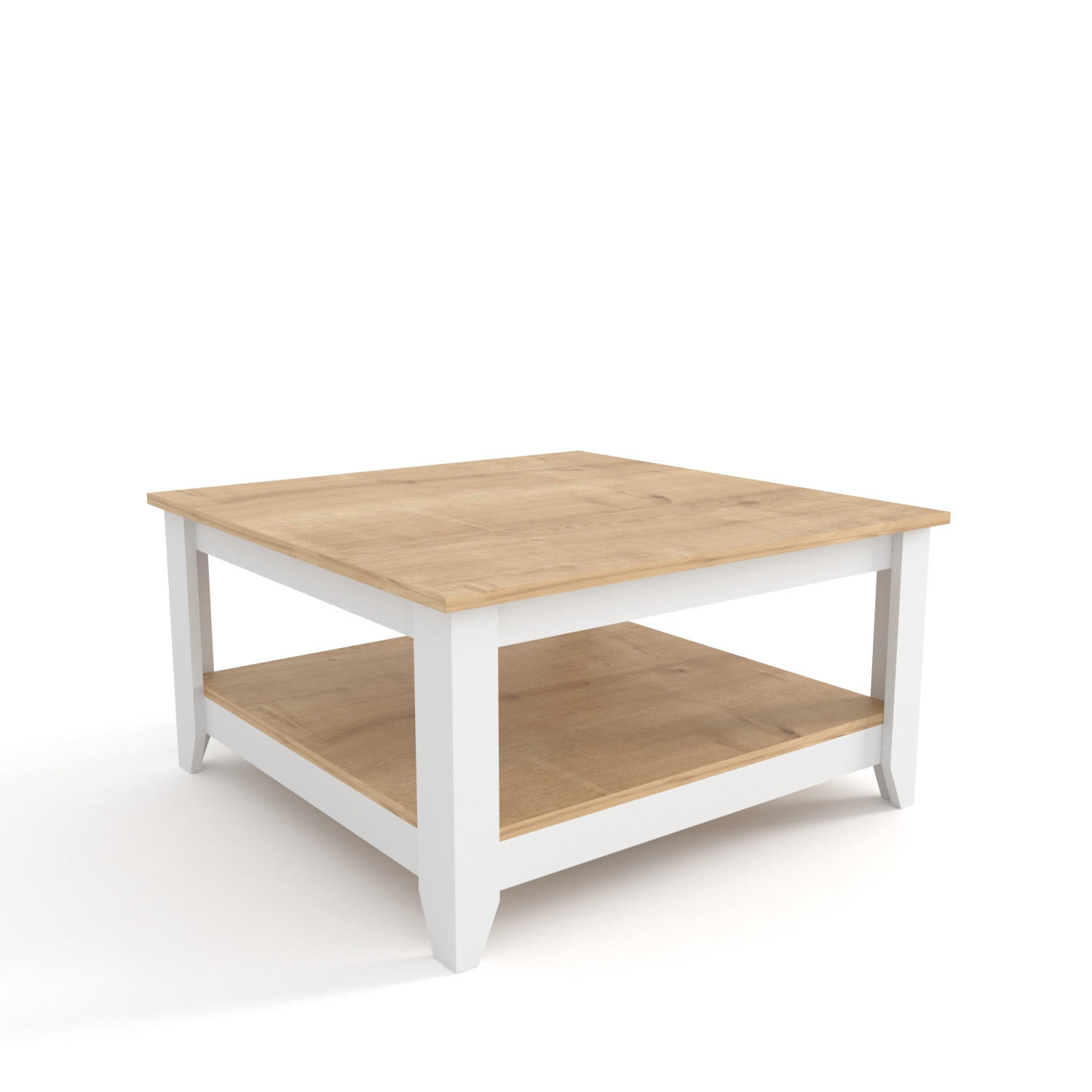 COUCHTISCH Lea Saphireiche Weiß - Honigeiche, Holzwerkstoff (90/90/46.8cm) - Decorotika