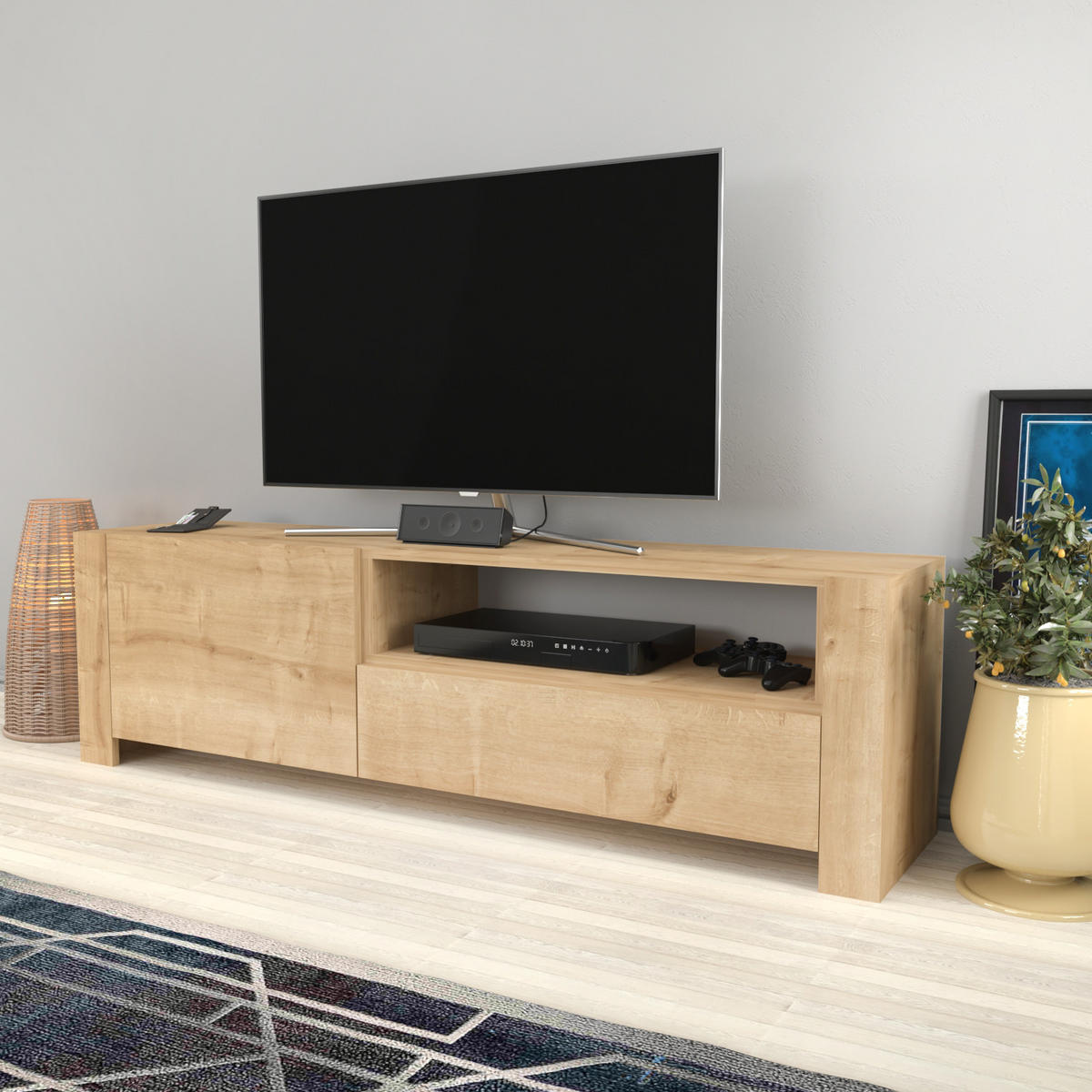 TV-ELEMENT Piedmont Eiche - Naturfarben, Holzwerkstoff (160/46/36.8cm) - Decorotika