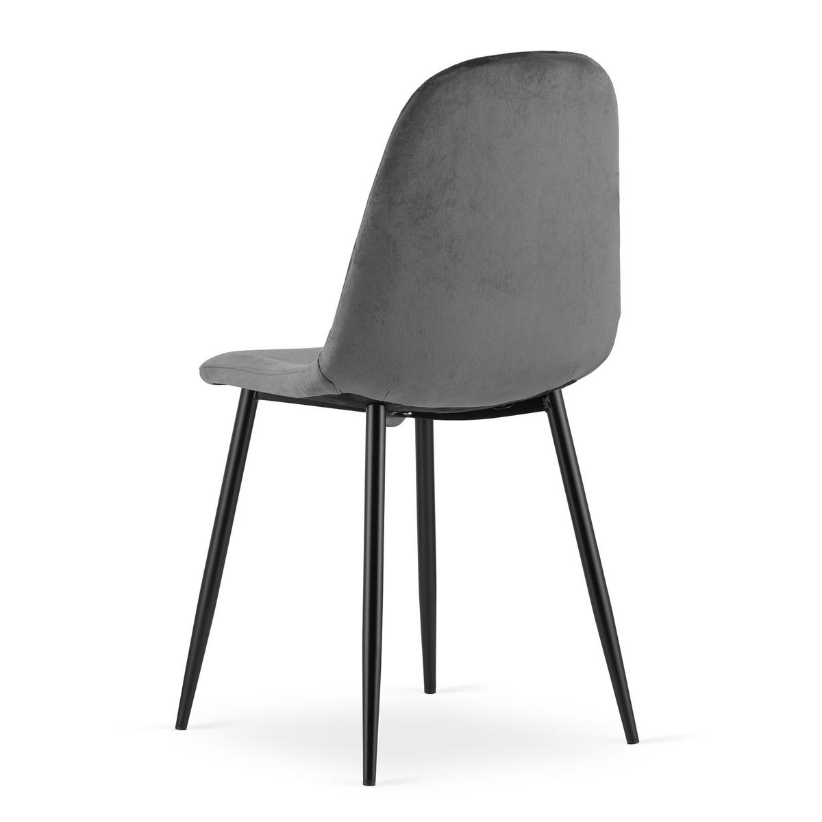 STUHL PIENZA 1 Stück, Grau, mit Samtstoff gepolstert - Anthrazit, Textil/Metall (45/88/51cm) - Komodee