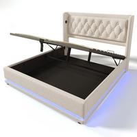 POLSTERBETT 160/200 cm Beige mit USB Typ-C Ladefunktion und 3-seitige LED-Funktion - Beige, Textil (160/200cm) - Oxeza