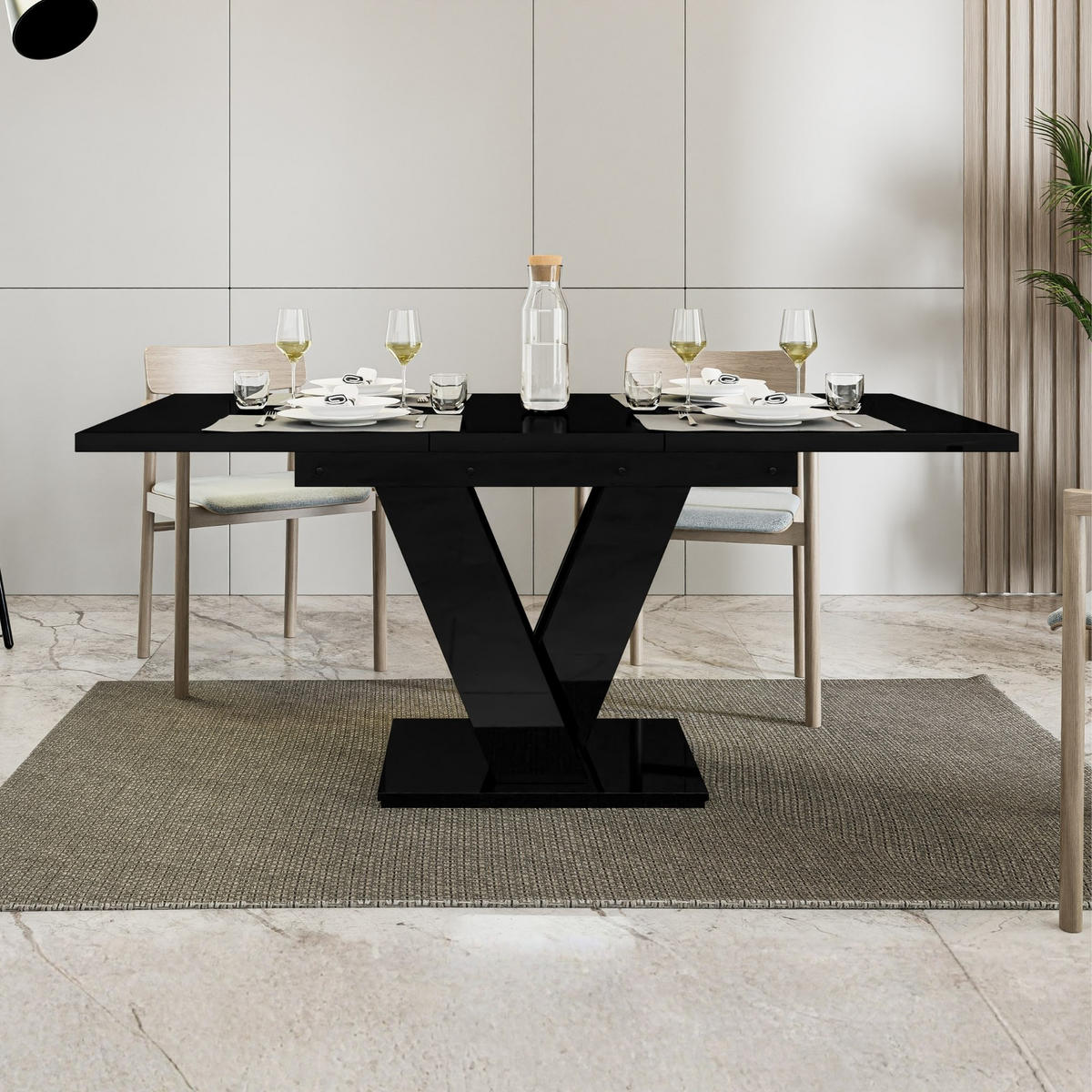 ESSTISCH Schwarz Hochglanz Ausziehbar 120 - 160 cm - Schwarz Hochglanz, Holzwerkstoff (120/80/75cm) - PROSPERO